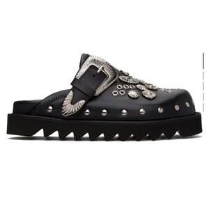TOGA PULLA Black Metal Sabot Slippers